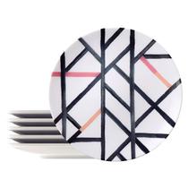 Kit Jogo 6 Pratos Rasos Tramontina Street em Porcelana Decorada 28 cm