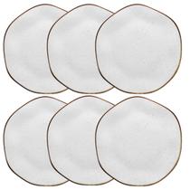 Kit Jogo 6 Pratos Sobremesa Oxford Ryo Maresia Porcelana 21,5 cm