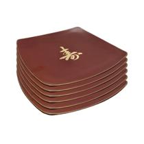 Kit Jogo 6 Pratos Sushizara Comida Japonesa Sushi Vermelho 22x22cm Kit Jogo 6 Pratos Sushizara Comida Japonesa Sushi Vermelho 22x22cm