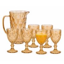 Kit Jogo 6 Taças Diamond Âmbar 340ml + Jarra Diamond Âmbar 1,2L Kit Jogo 6 Taças Diamond Âmbar 340ml + Jarra Diamond Âmbar 1,2L