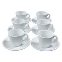 Kit Jogo 6 xícaras Café 80ml cônica reta com pires - Porcelana branca (2)