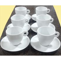 Kit Jogo 6 xícaras Café, chá 150ml Cônica com pires - Porcelana branca (2)