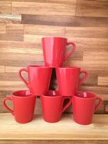 Kit Jogo 6 Xicaras /canecas Porcelana Café Chá vermelho Kit Jogo 6 Xicaras /canecas Porcelana Café Chá vermelho