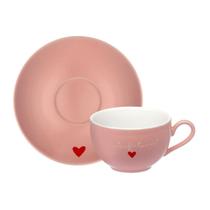 Kit Jogo 6 Xícaras Chá Com Pires Porcelana Lamour 160ml Hauskraft