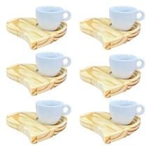Kit Jogo 6 xícaras Cônica Café 80ml com pires coração