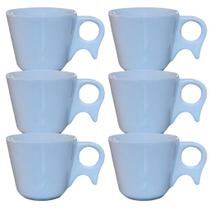 Kit Jogo 6 Xícaras de Café/Chá 200ml com Cabo Prático - Porcelana Branca