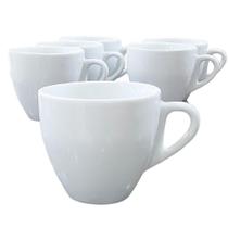 Kit Jogo 6 Xícaras de Café e Chá Cônicas 200ml em Porcelana Branca