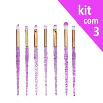 Kit Jogo 7 Pinceis para Maquiagem Cabo Glitter (3 jogos) - RPC Kit Jogo 7 Pinceis para Maquiagem Cabo Glitter (3 jogos) - RPC