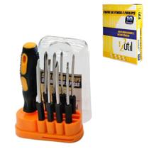 Kit Jogo 8 Chaves Estojo 4 Fenda e 4 Philips Uso Doméstico - 123ÚTIL