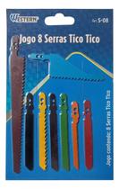 Kit Jogo 8 lâminas de serra tico tico para madeira e metal