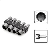 Kit Jogo 9 Soquetes de 5 A 13mm Parafusadeira Sextavado CR-V Kit Jogo 9 Soquetes de 5 A 13mm Parafusadeira Sextavado CR-V