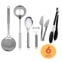 Kit Jogo 9 Utensílios de Cozinha em Inox Pegador Silicone Monte seu Kit