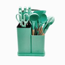 Kit Jogo Acessórios Utensílios de Cozinha 19 Peças Tábua Silicone Espátula Faca Kit Jogo Acessórios Utensílios de Cozinha 19 Peças Tábua Silicone Espátula Faca