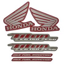 Kit Jogo Adesivo Faixa Honda Titan 150 2013 Esd Vermelha