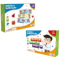 Kit Jogo Adição Subtração e Divisão Multiplicação Escolar Didático Interativo Pedagógico Aprendendo Matemática