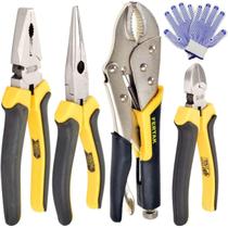 Kit Jogo Alicates Universal + Bico + Corte + Pressão + Luva Kit Jogo Alicates Universal + Bico + Corte + Pressão + Luva