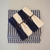 Kit Jogo Americano 100% Algodão Azul Marinho 4 Lugares Para Mesa Posta De Luxo Tear Mineiro