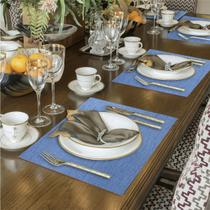 Kit Jogo Americano 6 Peças acompanha Porta Copos Sisal Azul Claro Decoração Mesa Posta Sousplat Jantar Cozinha Kit Jogo Americano 6 Peças acompanha Porta Copos Sisal Azul Claro Decoração Mesa Posta Sousplat Jantar Cozinha