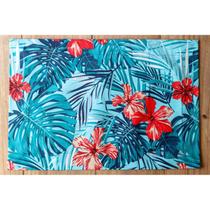 Kit Jogo Americano 8 Lugares Mesa Posta Azul Floral 52x36cm Kit Jogo Americano 8 Lugares Mesa Posta Azul Floral 52x36cm