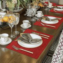 Kit Jogo Americano 8 Peças Sisal Vermelho Limpa Fácil Sousplat Mesa Posta Decoração Kit Jogo Americano 8 Peças Sisal Vermelho Limpa Fácil Sousplat Mesa Posta Decoração