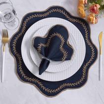 Kit Jogo Americano Bordado Em Dourado Paris 04 Lugares