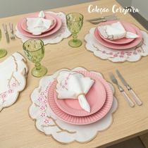 Kit Jogo Americano Cerejeira 12 Pçs Souplats Mesa De 6 Lugares Mesa Posta Guardanapo Supla