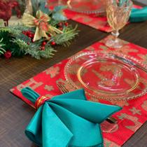 Kit Jogo Americano Completo Natal Mesa Posta Brilhante Natalina