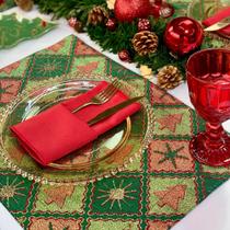 Kit Jogo Americano E Guardanapos Natal Brilhante Mesa Natalina