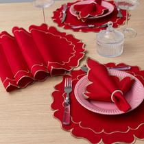 Kit Jogo Americano Florata12 Pçs Souplats Mesa De 6 Lugares Mesa Posta Guardanapo Supla