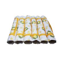 Kit Jogo Americano Limão Siciliano Caldeira - 6 Pçs - 100% Algodão