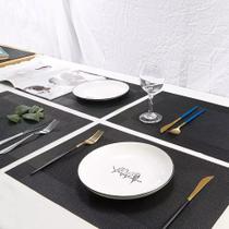 Kit Jogo americano Mesa Posta Impermeável Preto Retangular