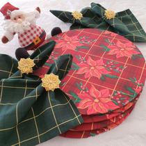 Kit jogo americano natal guardanapo supla anel c/ 12pçs