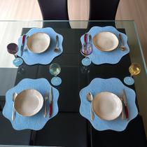 Kit Jogo Americano Orgânico Atacado Sisal Azul Claro 100 Peças acompanha Porta Copos