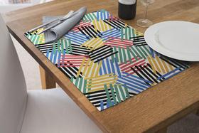 Kit Jogo Americano Para Mesa Posta Com 2Un Listras Coloridas