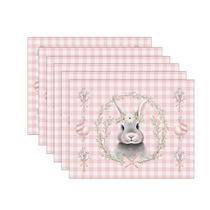 Kit Jogo Americano Páscoa Rosa Xadrez Kit Jogo Americano Páscoa Rosa Xadrez