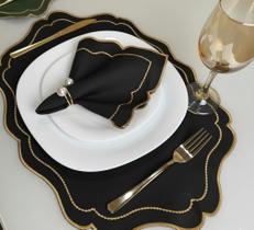 Kit Jogo Americano Realeza Mesa 6 Lugares Sousplat com Guardanapos Suplat de Mesa Posta Kit Jogo Americano Realeza Mesa 6 Lugares Sousplat com Guardanapos Suplat de Mesa Posta