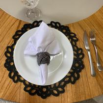 Kit Jogo Americano Redondo 4 Lugares Mesa Posta Cozinha Sousplat Mdf Cor Preto