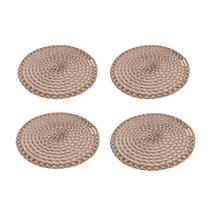 Kit Jogo Americano Redondo 4 Peças de Juta para Descanso Mesa Posta Souplast e Decoração Kit Jogo Americano Redondo 4 Peças de Juta para Descanso Mesa Posta Souplast e Decoração