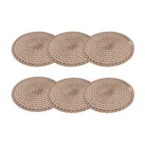 Kit Jogo Americano Redondo 6 Peças de Juta para Descanso Mesa Posta Souplast e Decoração