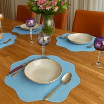 Kit Jogo Americano Redondo Azul Claro acompanha Porta Copos 4 peças Bordas Onduladas Mesa Posta Chique Decoração Kit Jogo Americano Redondo Azul Claro acompanha Porta Copos 4 peças Bordas Onduladas Mesa Posta Chique Decoração