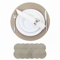 Kit Jogo Americano Redondo Impermeável 38 cm Jantar 12 Peças