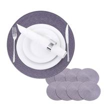 Kit Jogo Americano Redondo Impermeável 38 cm Jantar 8 Peças