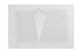 Kit Jogo Americano Retangular E Guardanapo Branco Rafimex