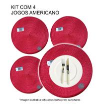 Kit Jogo Americano Tramas Redondo 4 Lugares Mesa Posta