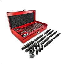 Kit Jogo Bits Ribe Torx para Cabeçote 17 Peças com Adaptador 1/2" Aço Maleta Metálica Feron