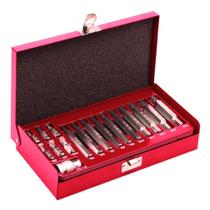 Kit Jogo Bits Ribe Torx para Cabeçote 17 Peças com Adaptador 1/2" em Aço Cromo Vanádio e Maleta Metálica - Feron Kit Jogo Bits Ribe Torx para Cabeçote 17 Peças com Adaptador 1/2" em Aço Cromo Vanádio e Maleta Metálica - Feron