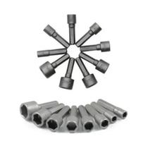 Kit Jogo Bits Soquete Canhão Parafusadeira - 9 Peças Kit Jogo Bits Soquete Canhão Parafusadeira - 9 Peças