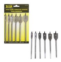 Kit Jogo Broca Plana Chata 6 Peças Madeira Uso Profissional 1201 FERTAK Kit Jogo Broca Plana Chata 6 Peças Madeira Uso Profissional 1201 FERTAK