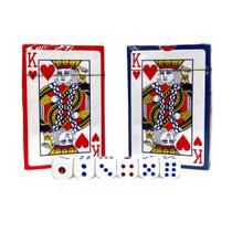 Kit Jogo C/2 Baralhos Papel E 6 Dados Plástico Poker Truco