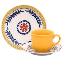 Kit Jogo Café Lanche Floreal Dolce Vita 16 Peças Oxford Cerâmica